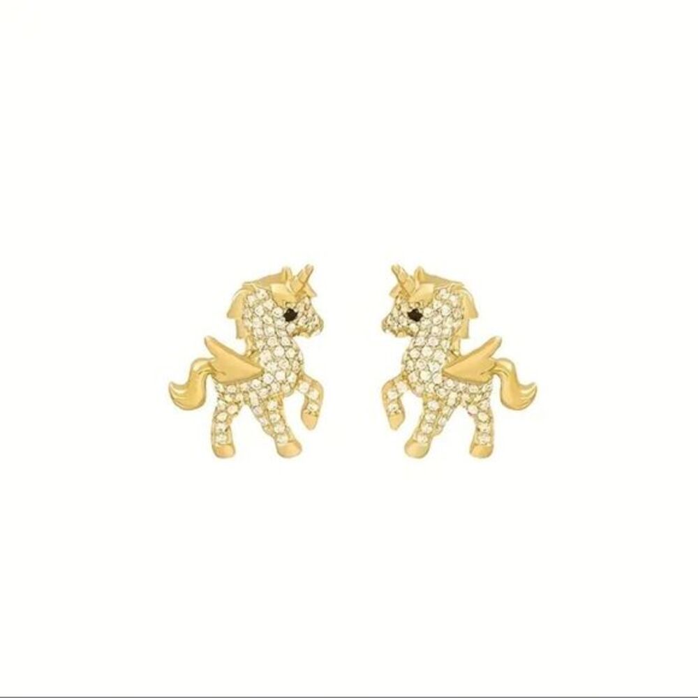 14K Gold‎ Plated Unicorn Stud Earrings